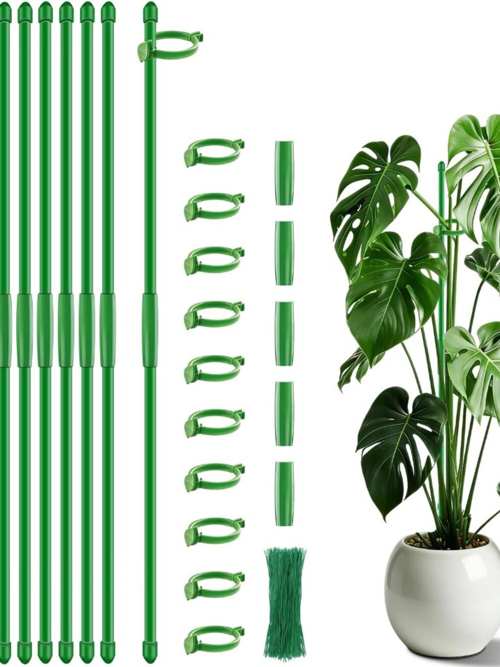 Plant Stakes 17 inch Support Stick Orchid Stakes with Clips 10Pcs Garden Plant P